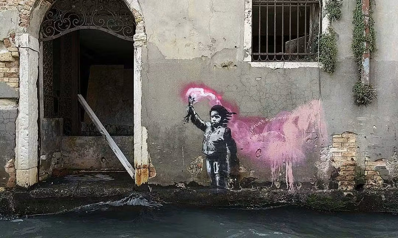 Banksy's 'Migrant Child' Mural Restored and Returned to Venice Canals
