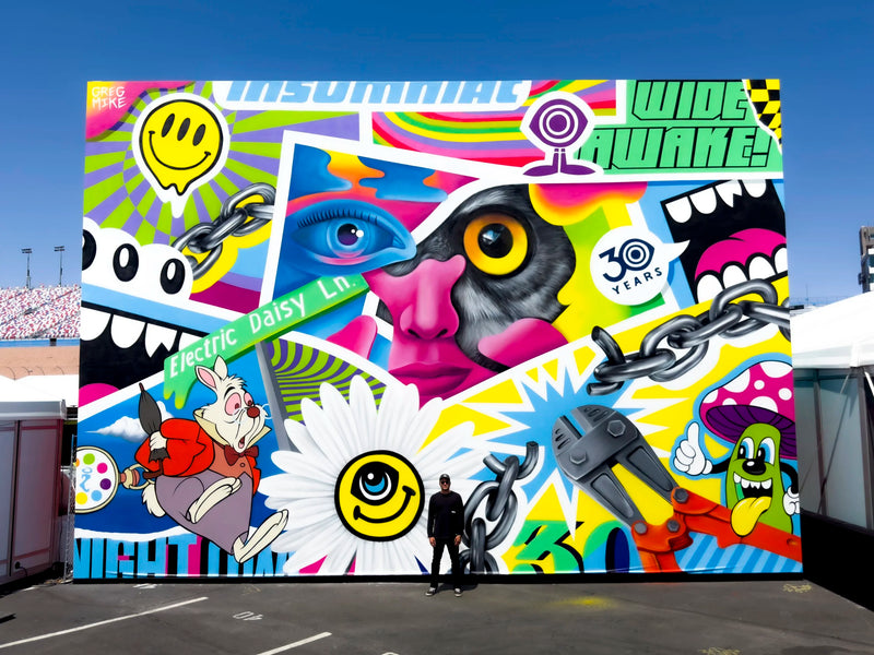 GREG MIKE's Majestic 30ft x 40ft Mural Celebrates EDC Las Vegas' 30-Year Journey
