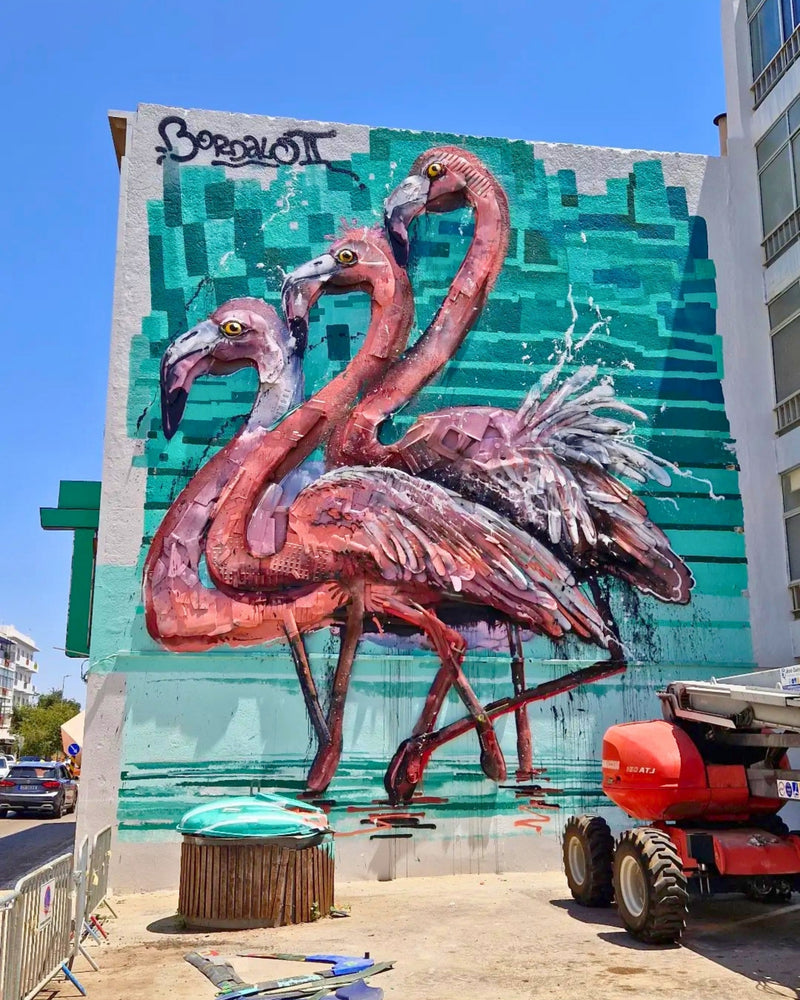 Bordalo II Unveils Flamingos da Ria Formosa in Olhão, Portugal