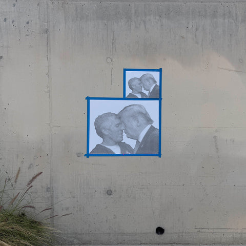 Trump and Epstein Kissing Halftone Stencil