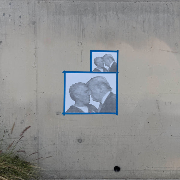 Trump and Epstein Kissing Halftone Stencil