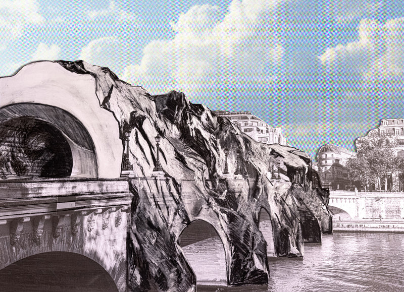 JR Turned Paris's Oldest Bridge Into a Fake Mountain for Christo's Anniversary. The Wind Ripped It Open First.