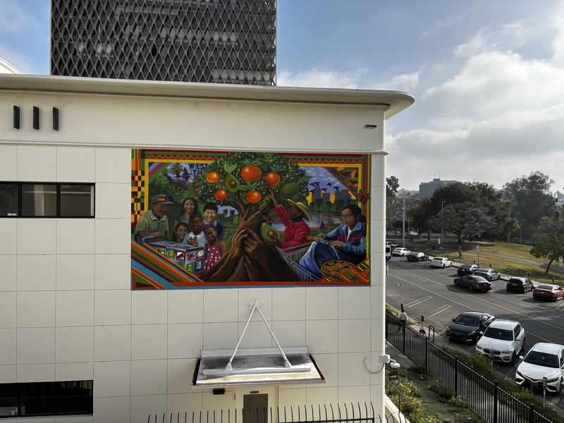 Mural of Interwoven Hands and Fruits Honors Workers at MacArthur Park