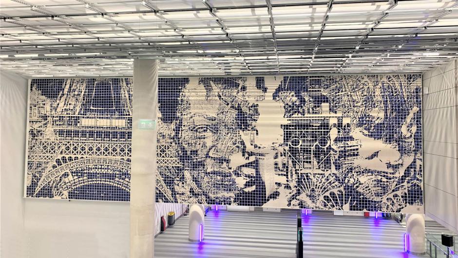 An Artist Who Drills Faces Into Walls Just Turned a Paris Airport Into 11,000 Tiles of the City Itself