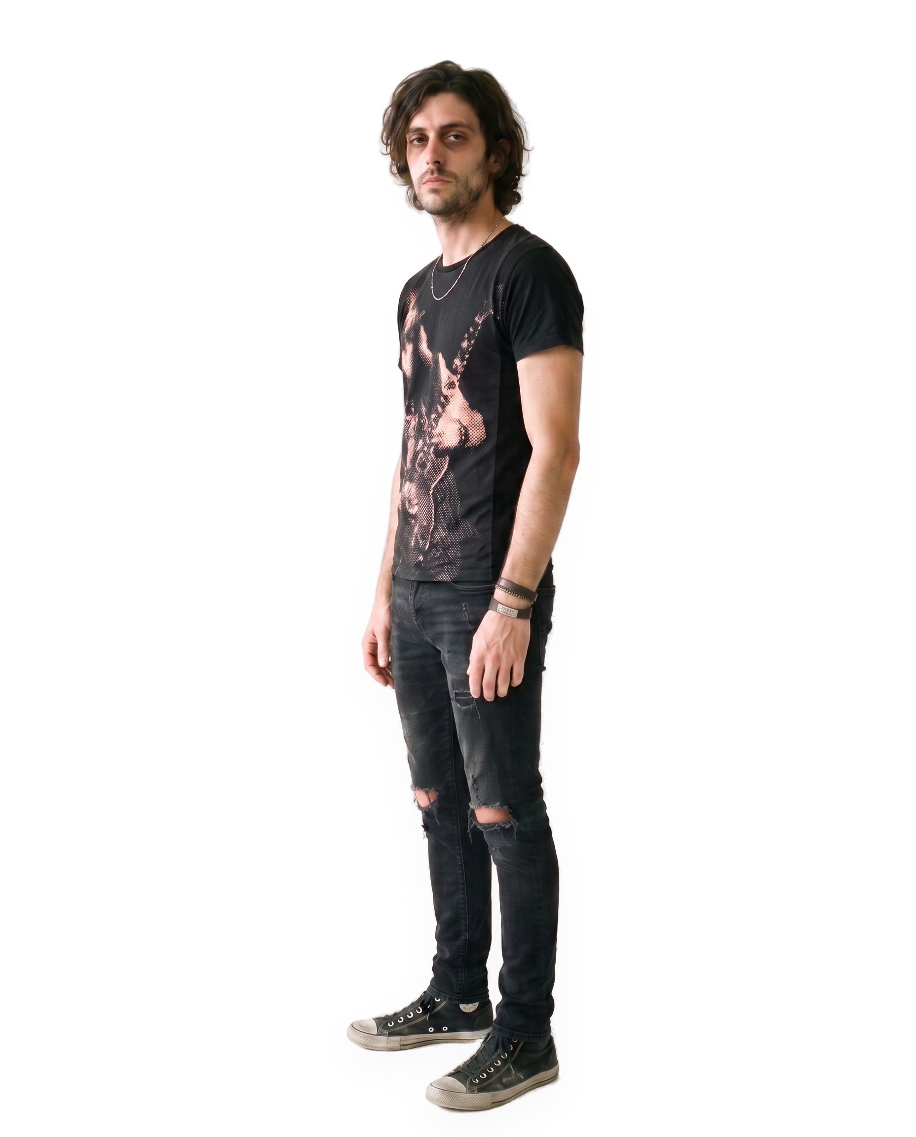 Slash Halftone T-Shirt, three quarter