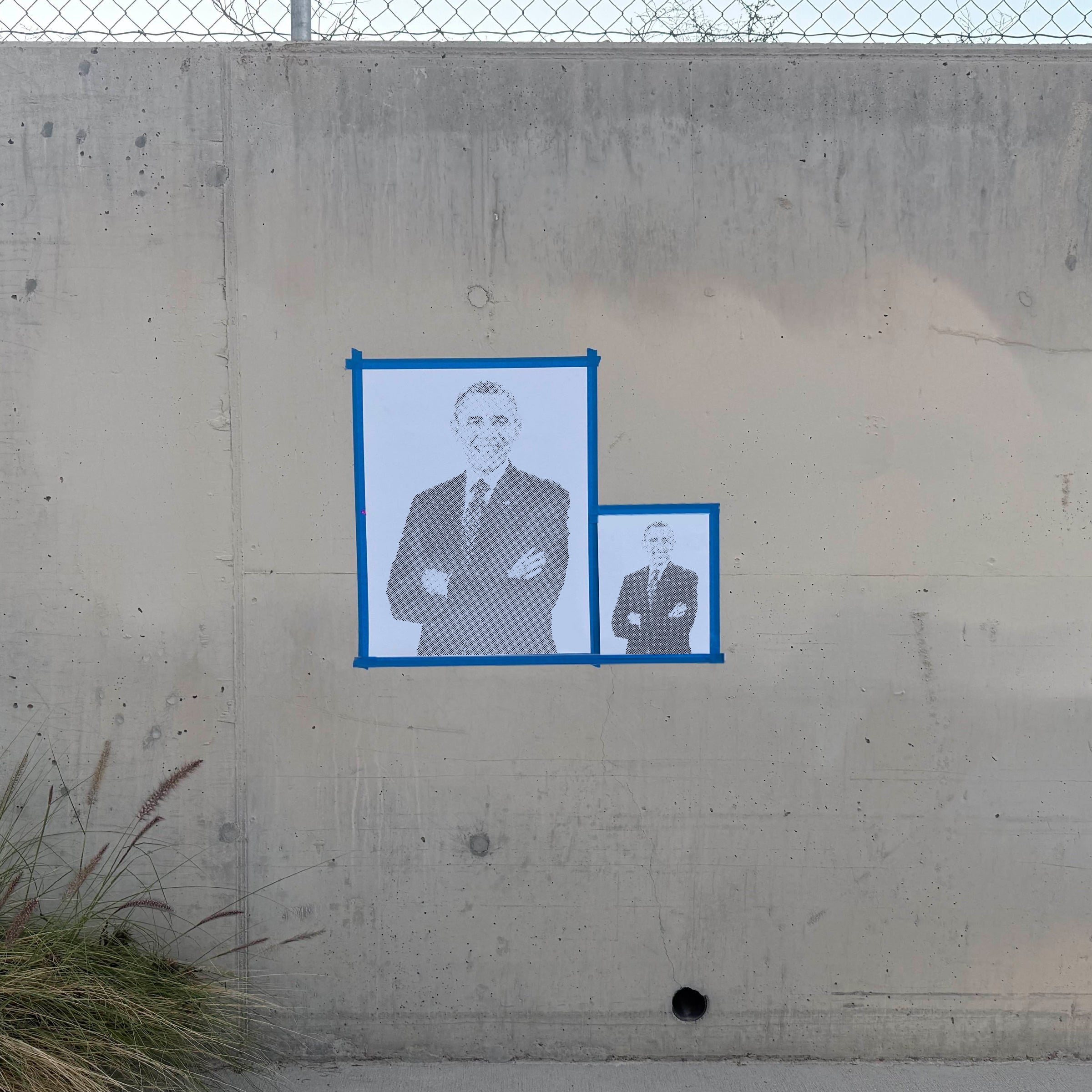 Barack Obama Halftone Stencil - Angle 1