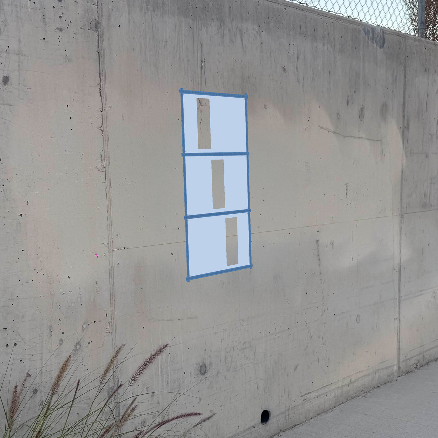 Belgium Flag stencil pack on a wall, second angle
