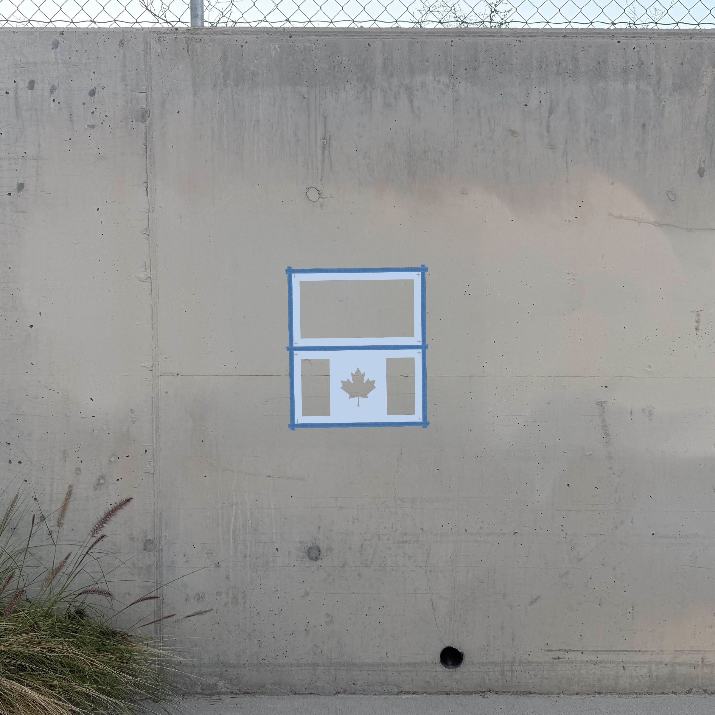 Canada Flag 2-layer stencil pack taped on a wall