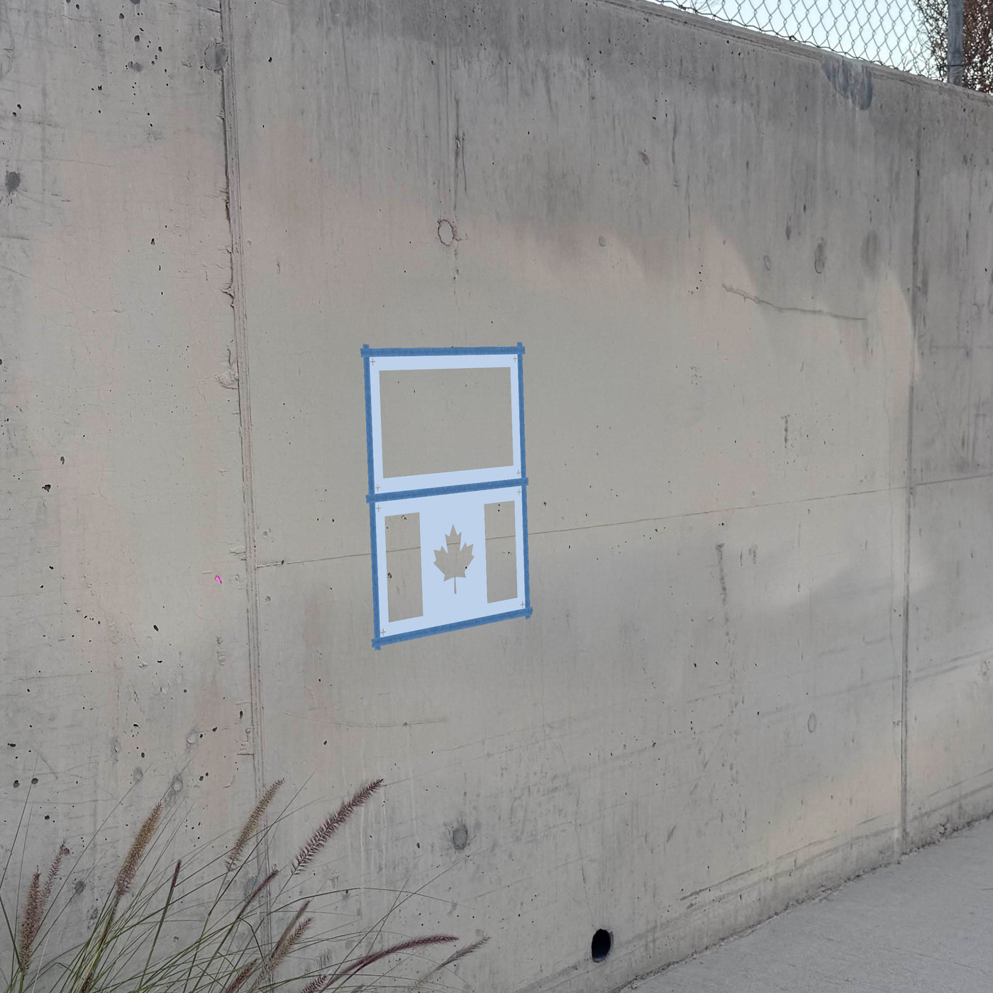 Canada Flag stencil pack on a wall, second angle