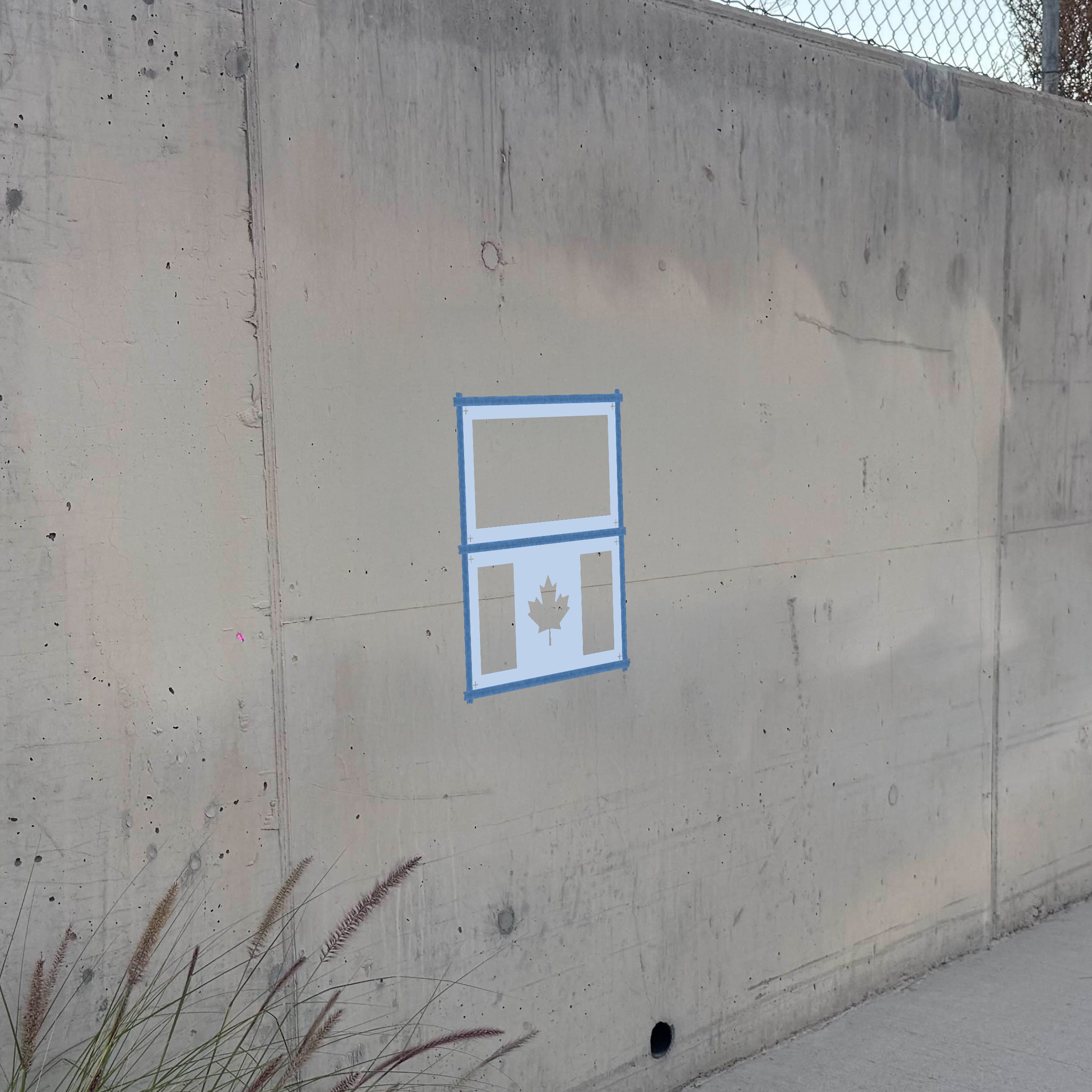 Canada Flag stencil pack on a wall, second angle