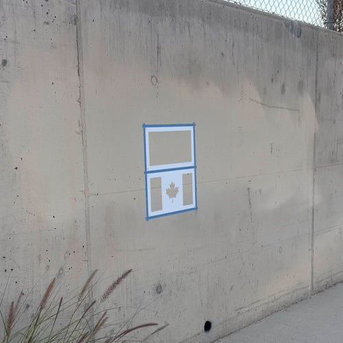 Canada Flag stencil pack on a wall, second angle