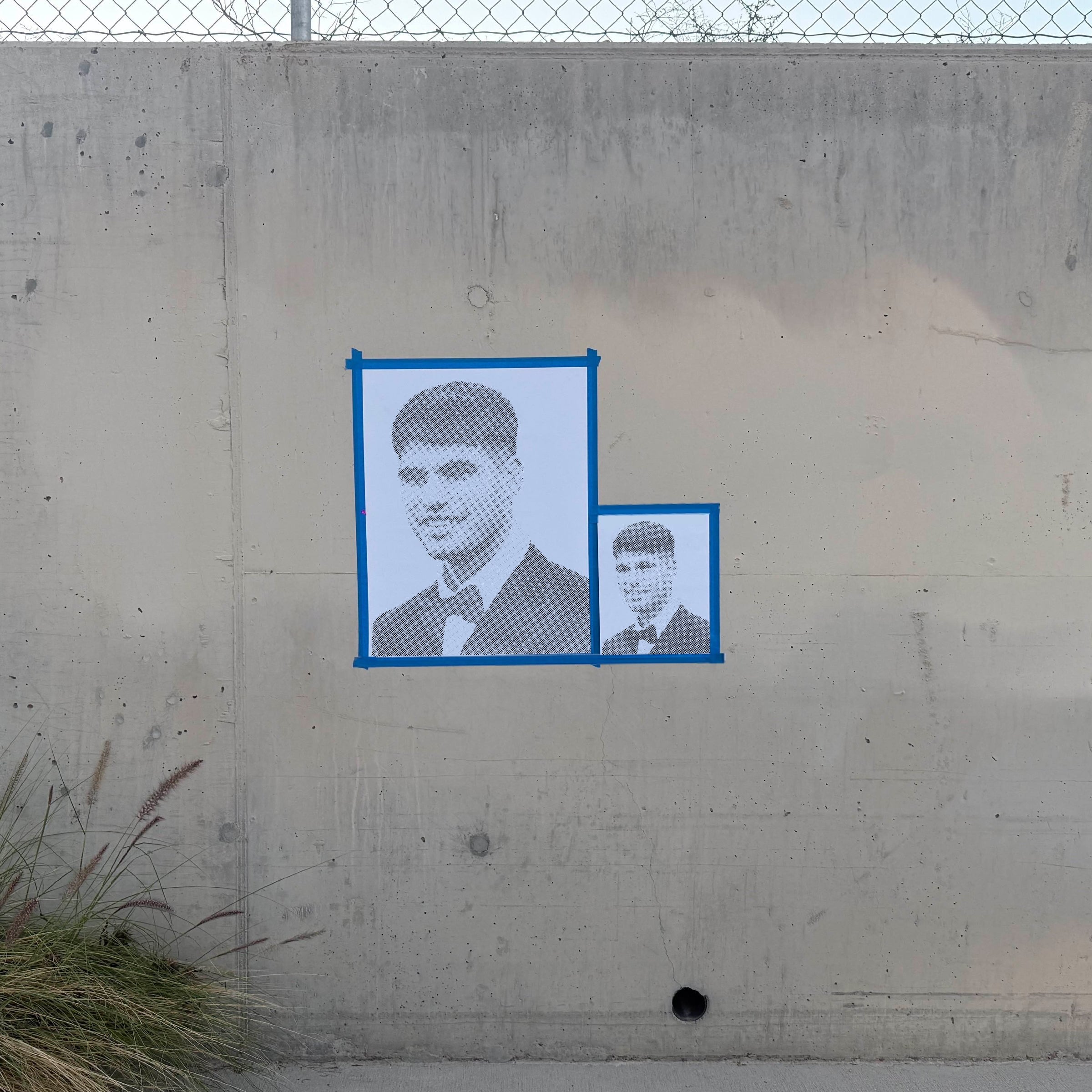 Carlos Alcaraz halftone stencil sprayed on a wall