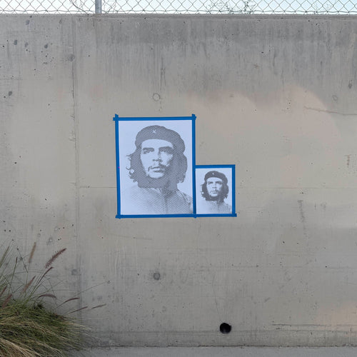 Che Guevara halftone stencil sprayed on a wall