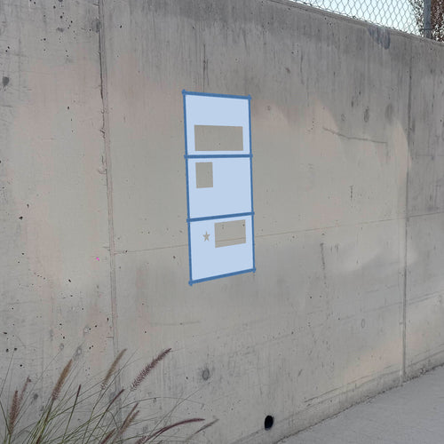 Chile Flag stencil pack on a wall, second angle