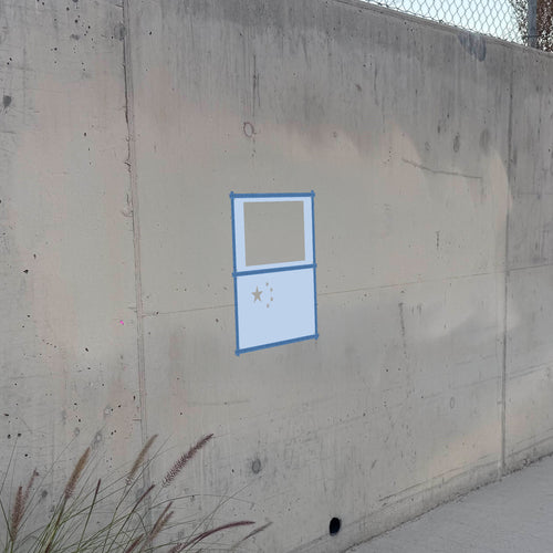 China Flag stencil pack on a wall, second angle