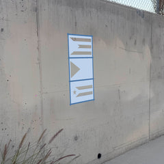 Cuba Flag stencil pack on a wall, second angle