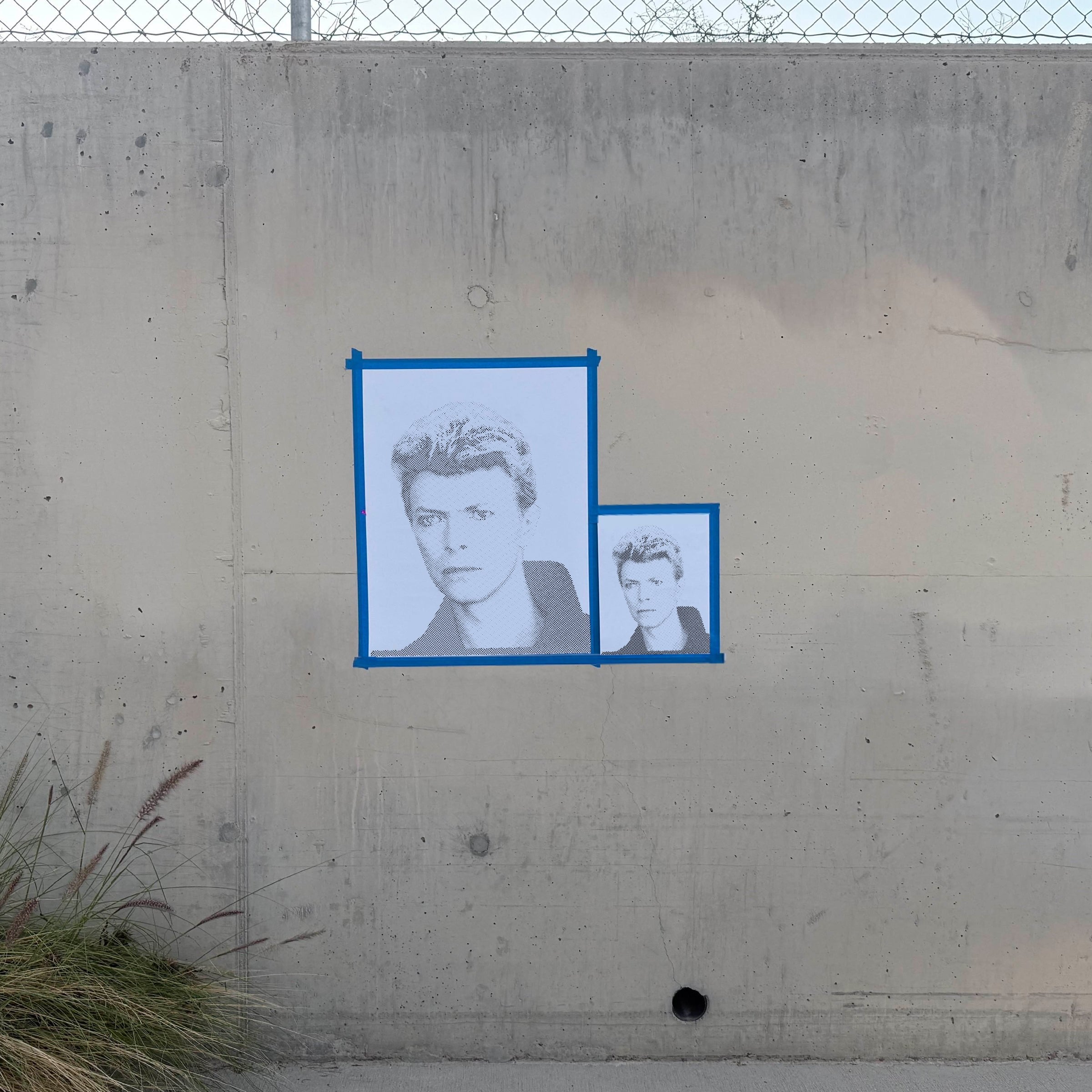 David Bowie halftone stencil sprayed on a wall