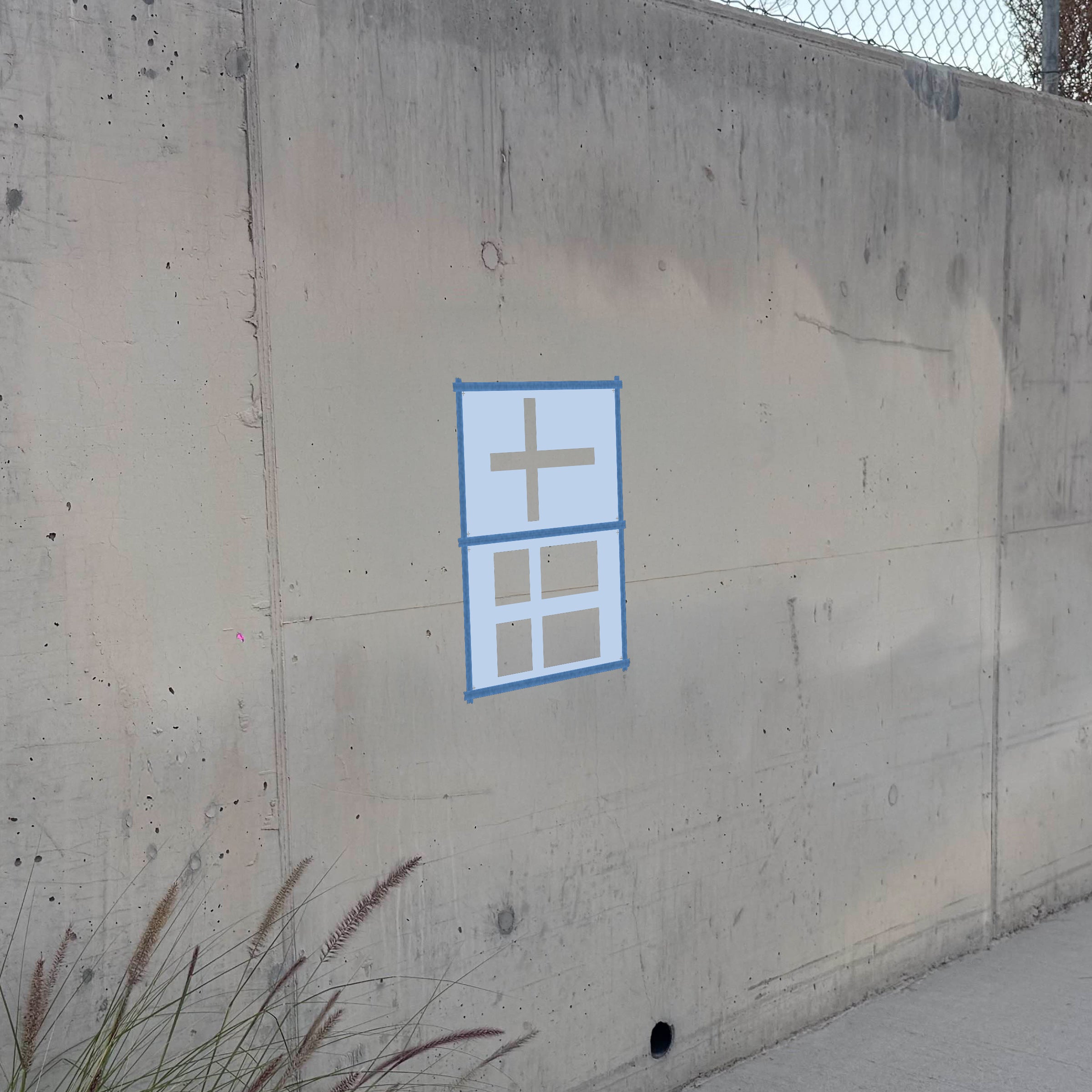 Denmark Flag stencil pack on a wall, second angle
