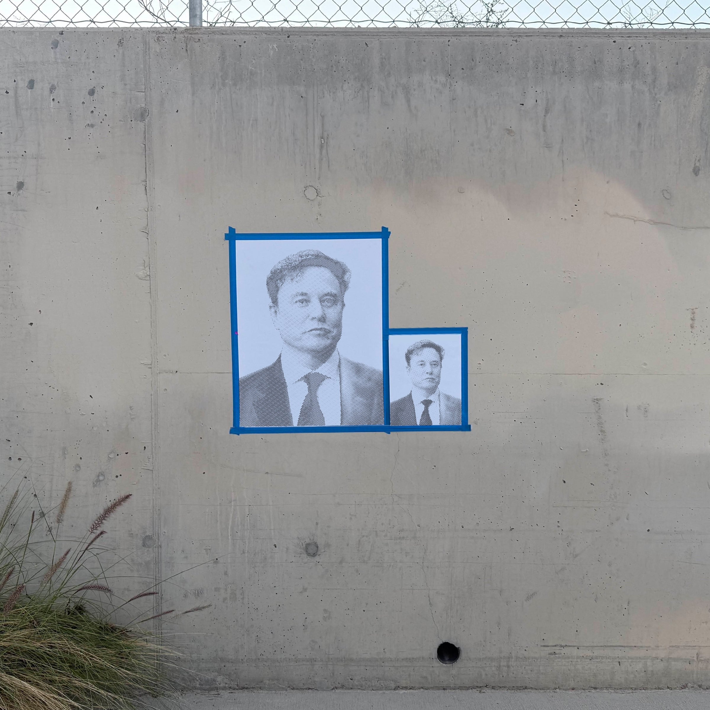 Elon Musk Halftone Stencil - Angle 1