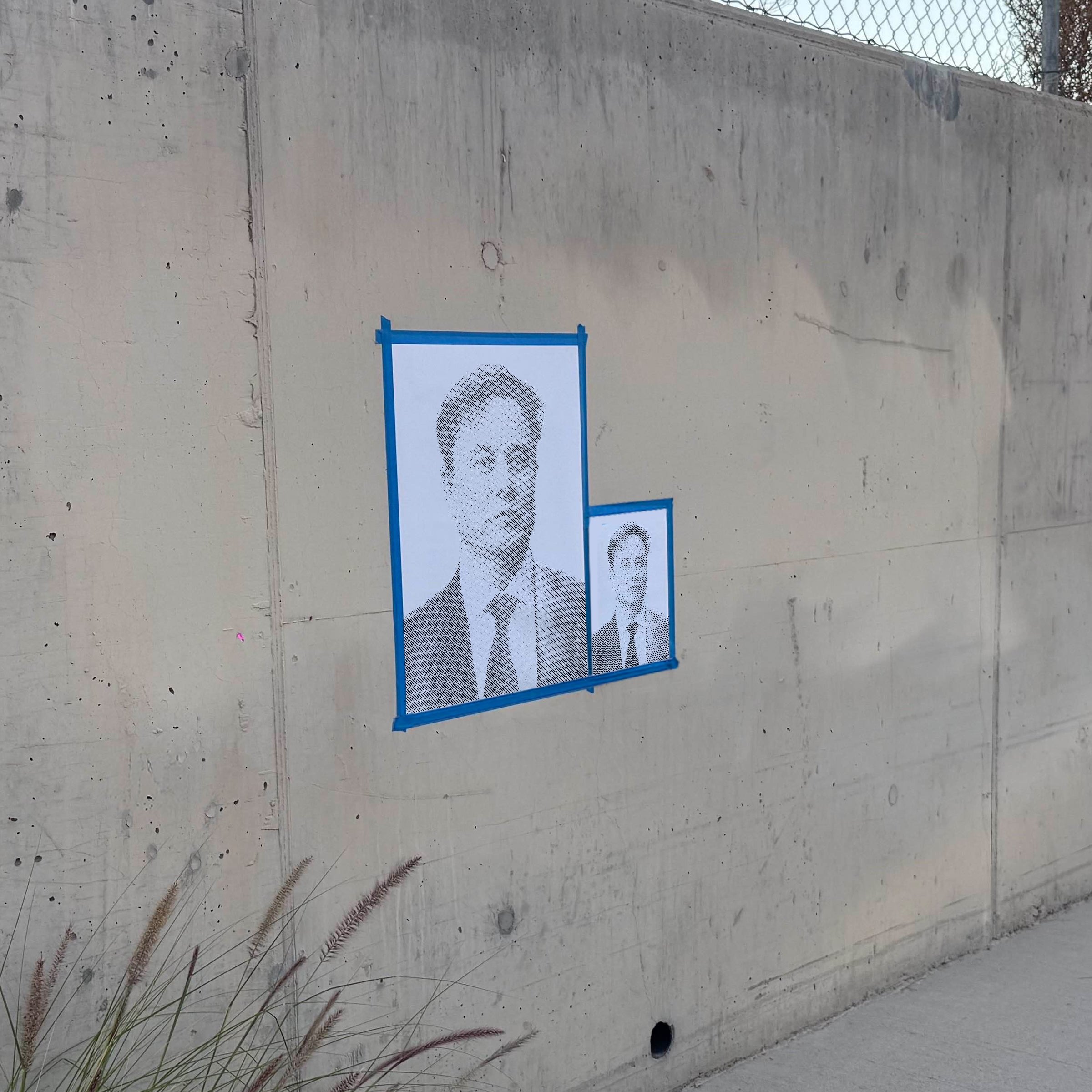 Elon Musk Halftone Stencil - Angle 2
