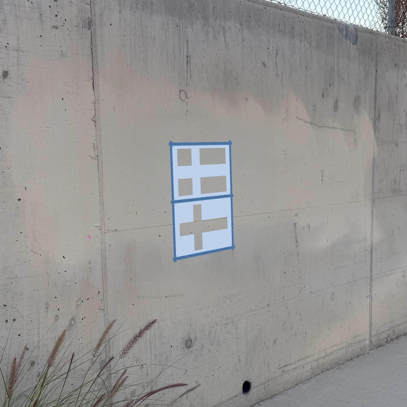 Finland Flag stencil pack on a wall, second angle