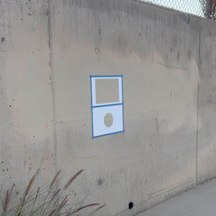 Japan Flag stencil pack on a wall, second angle