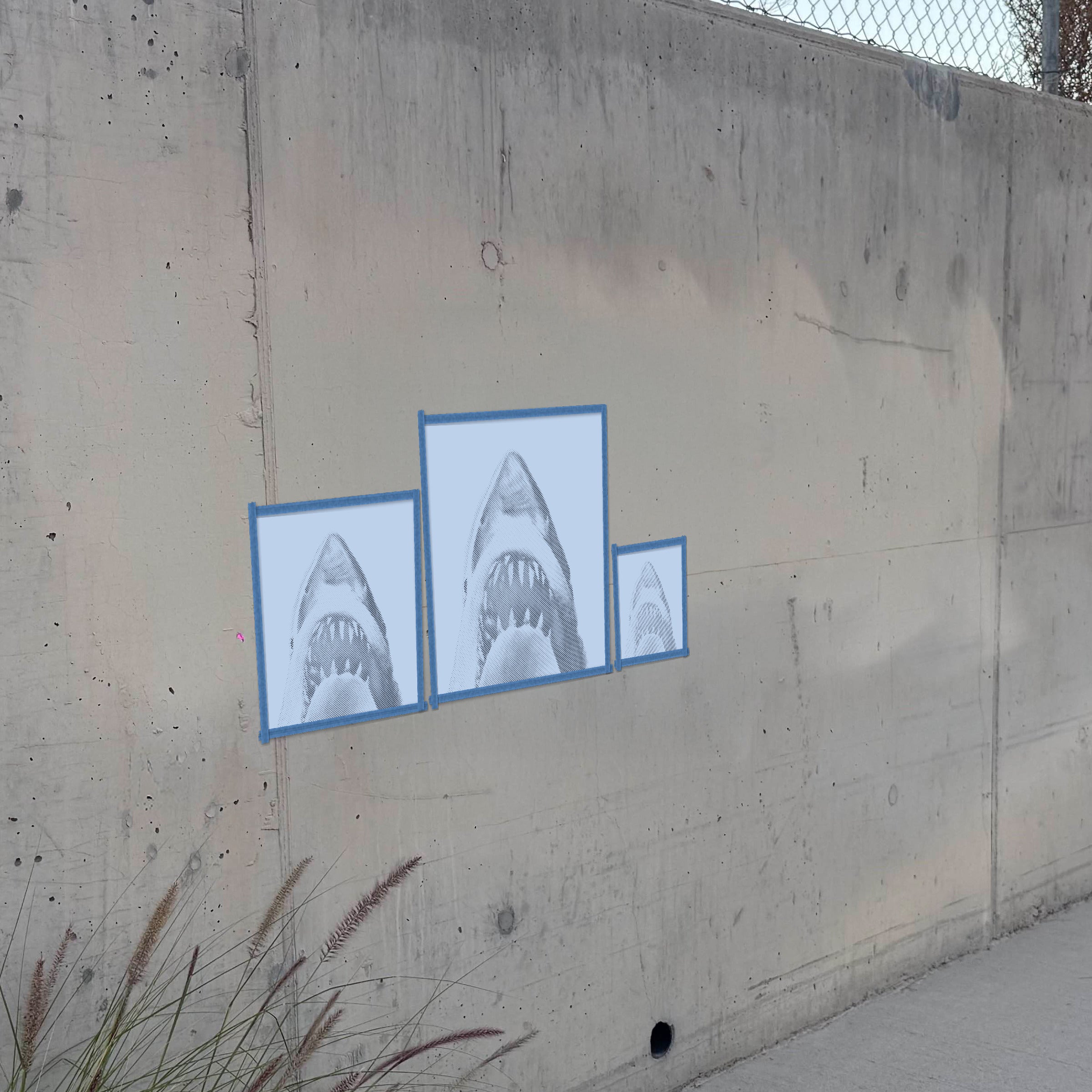 Jaws Halftone Stencil - Angle 2