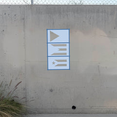 Puerto Rico Flag 3-layer stencil pack taped on a wall