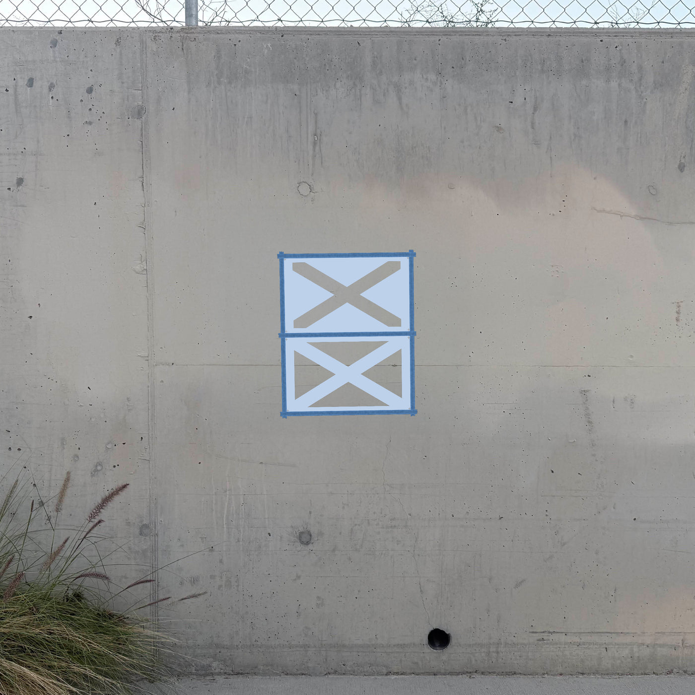 Scotland Flag 3-layer stencil pack taped on a wall