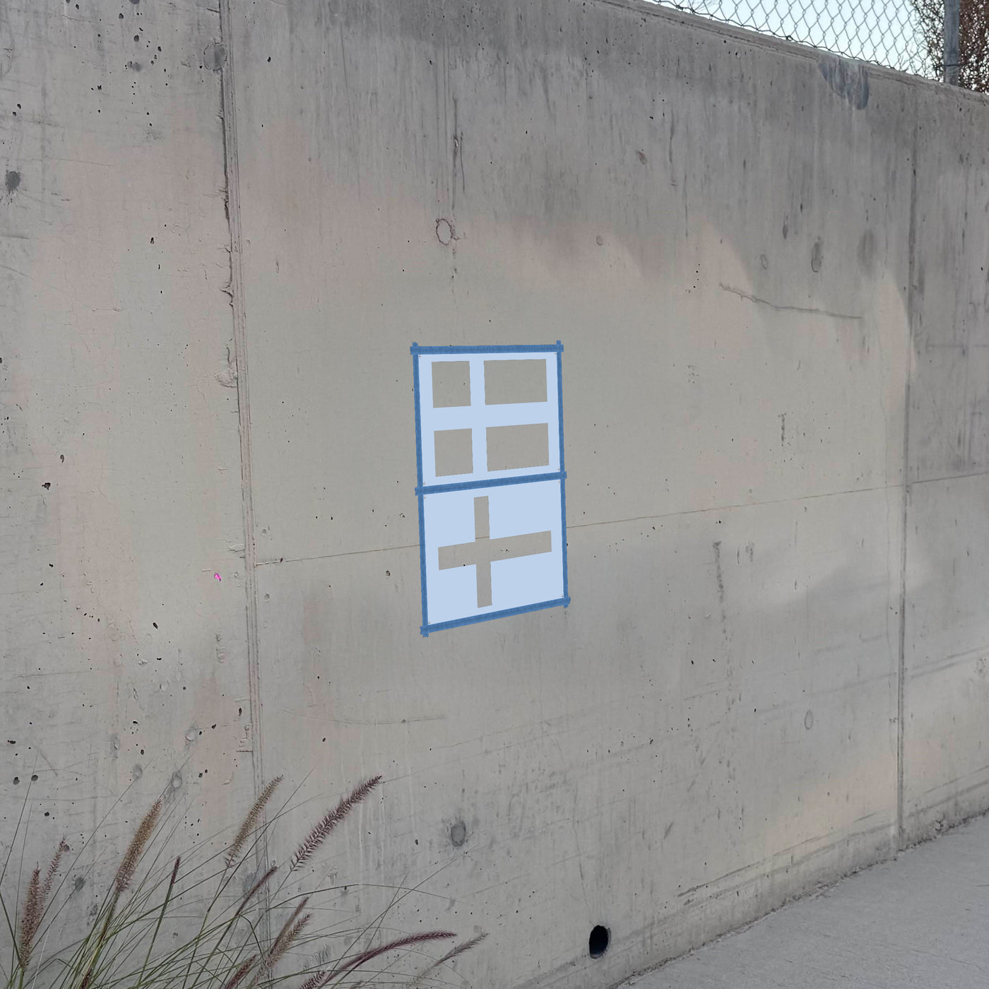 Sweden Flag stencil pack on a wall, second angle