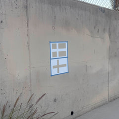 Sweden Flag stencil pack on a wall, second angle