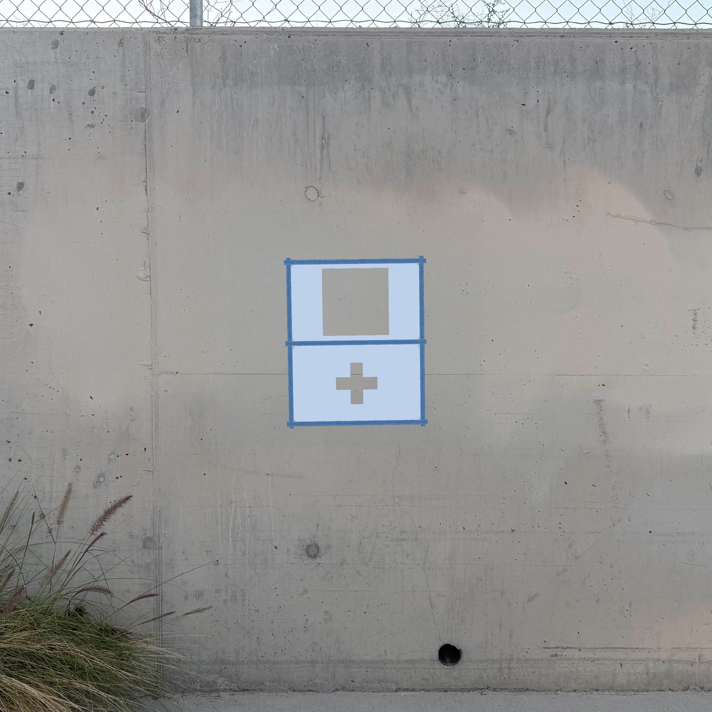 Switzerland Flag 3-layer stencil pack taped on a wall