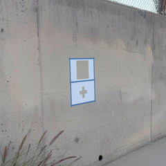 Switzerland Flag stencil pack on a wall, second angle