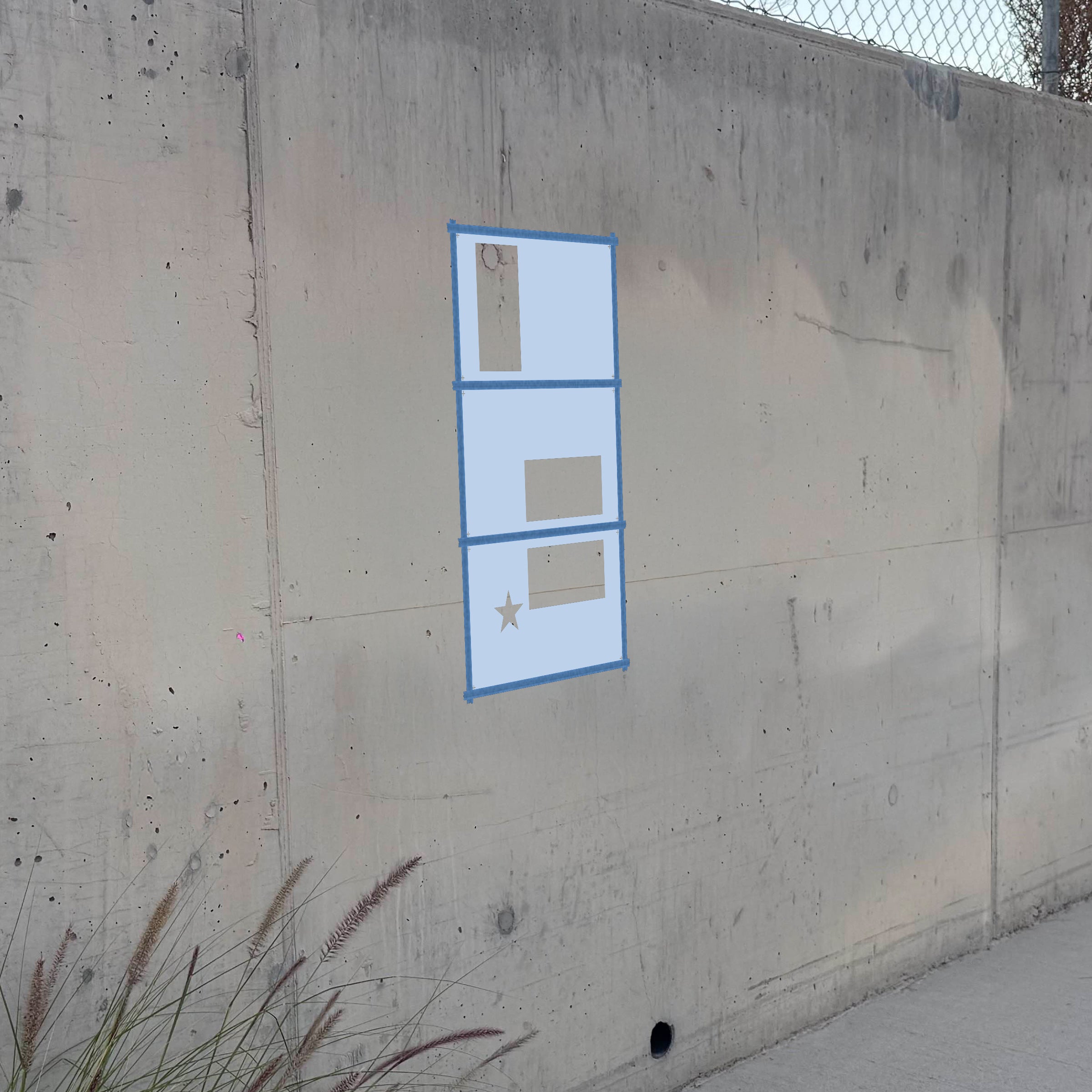 Texas flag stencil pack on a wall, second angle