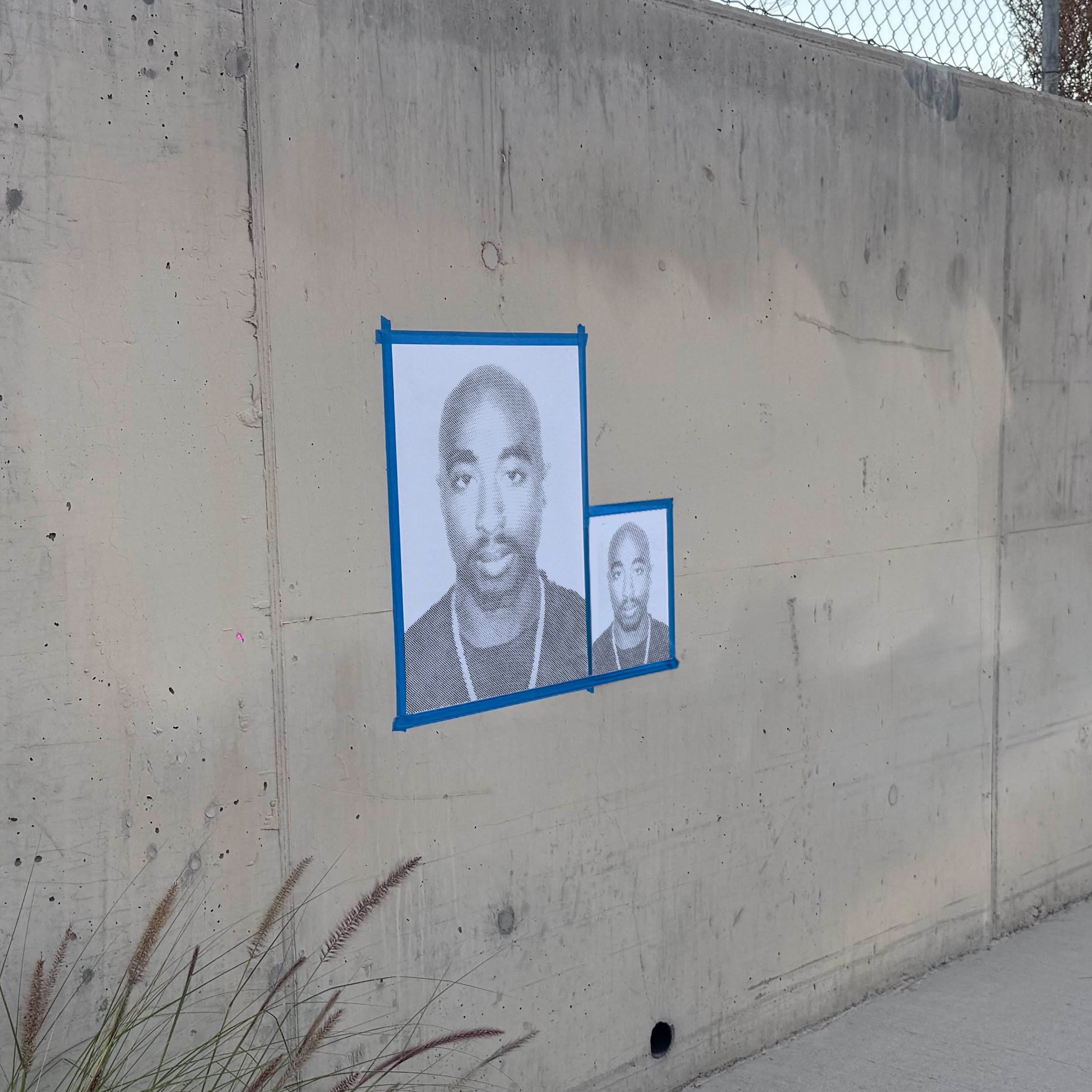 Tupac Halftone Stencil - Angle 2