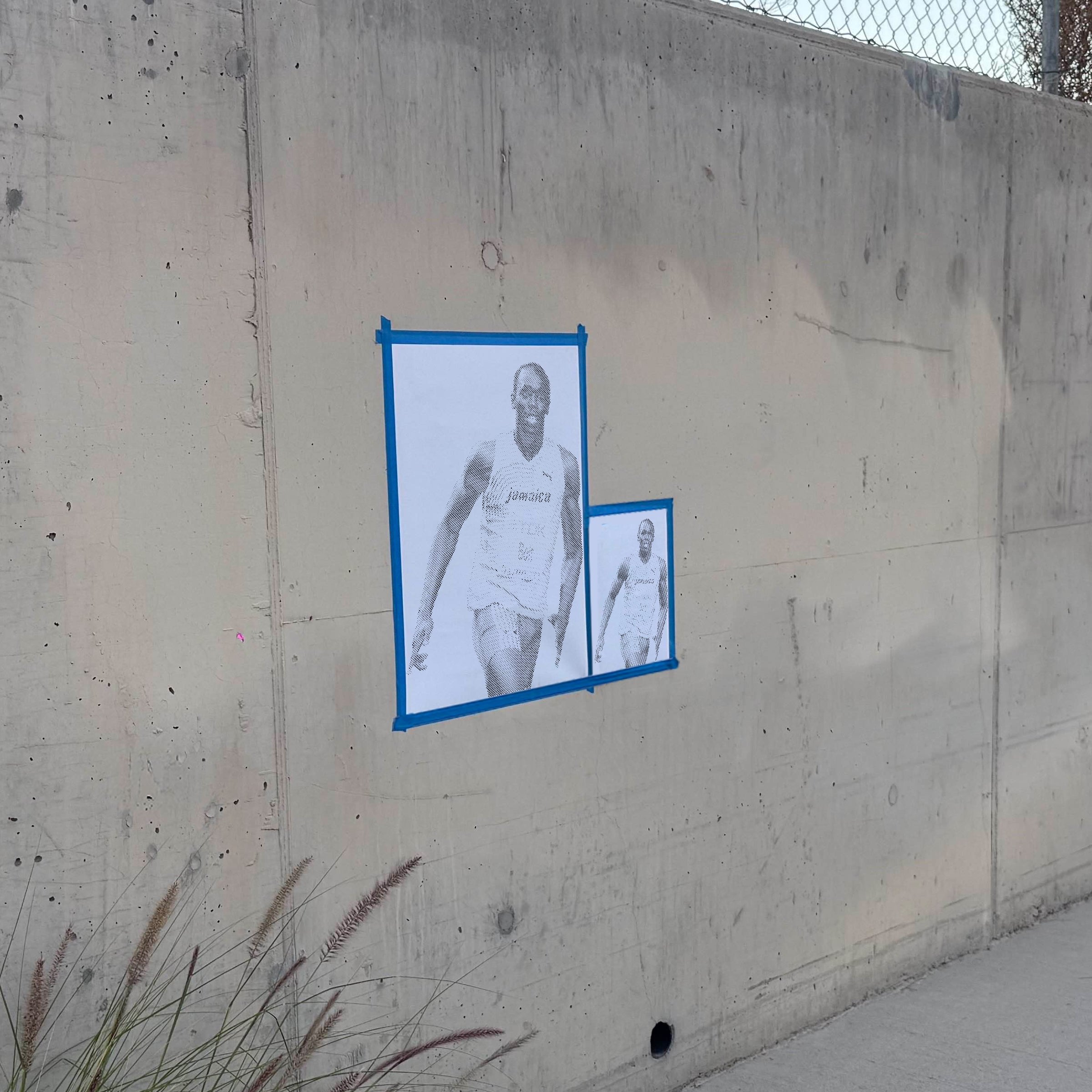 Usain Bolt Halftone Stencil - Angle 2