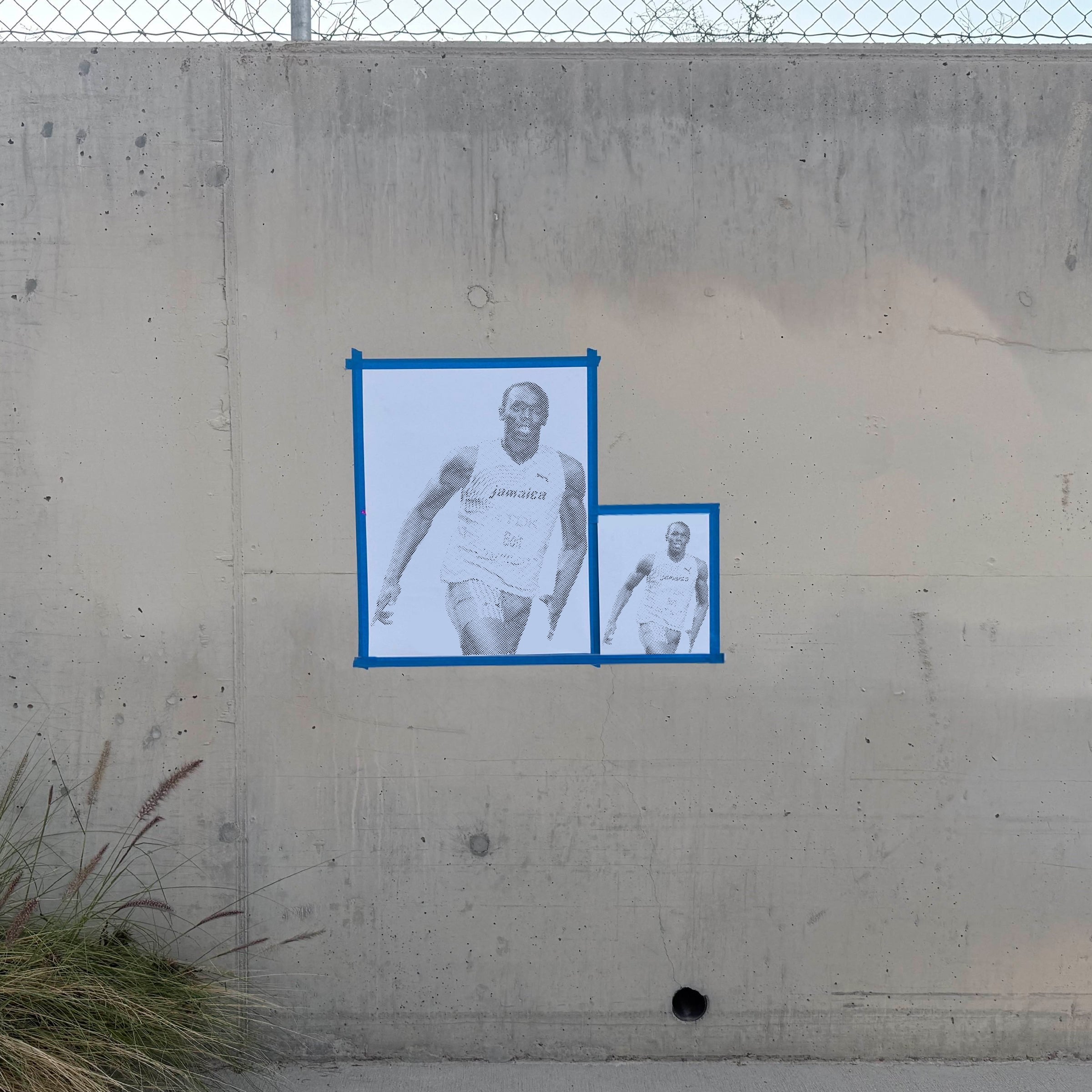Usain Bolt Halftone Stencil - Angle 1